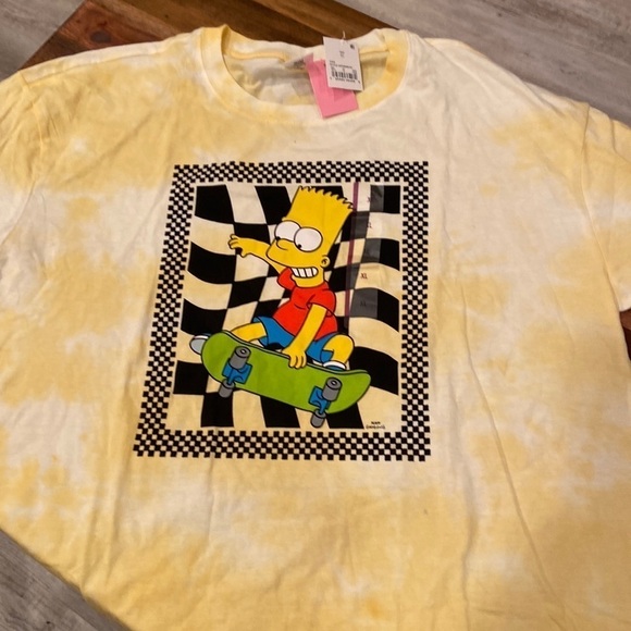Bart Simpson Skateboard T-Shirt Tie-Dye Yellow The Simpsons new - Picture 1 of 3
